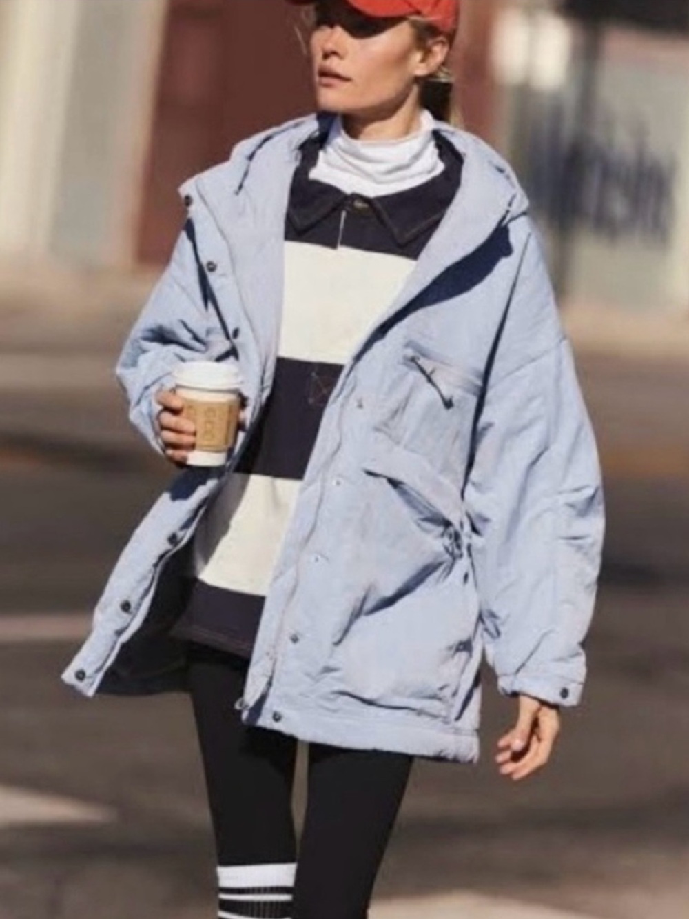 NWOT FP Movement Billie Boxy Oversized Insulated Jacket Ice Blue M/L